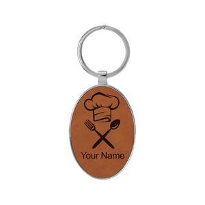 Oval Metal Frame Keychain, Chef Hat, Personalized Engraving Included - Etsy