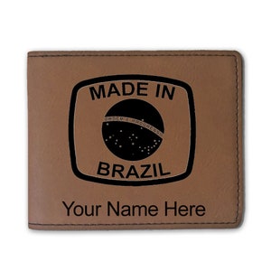 Cartera plegable de piel sintética, hecha en Brasil, grabado personalizado incluido