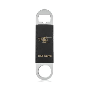 Faux Leather Bottle Opener, Military Helicopter 1, Personalized Engraving Included (Faux Leather)