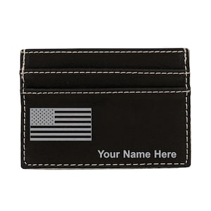 Monedero de cuero sintético Money Clip, Bandera de los Estados Unidos, Grabado Personalizado Incluido