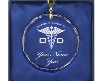 LaserGram Christmas Ornament, OD Doctor of Optometry, Personalized Engraving Included (Round Shape)