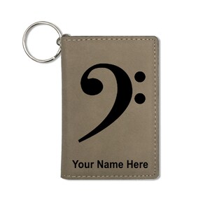 Monedero del titular de la identificación, clave de bajo, grabado personalizado incluido
