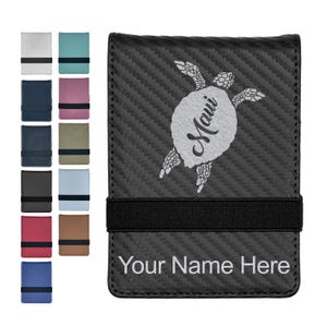 Faux Leather Mini Notepad, Maui Sea Turtle, Personalized Engraving Included