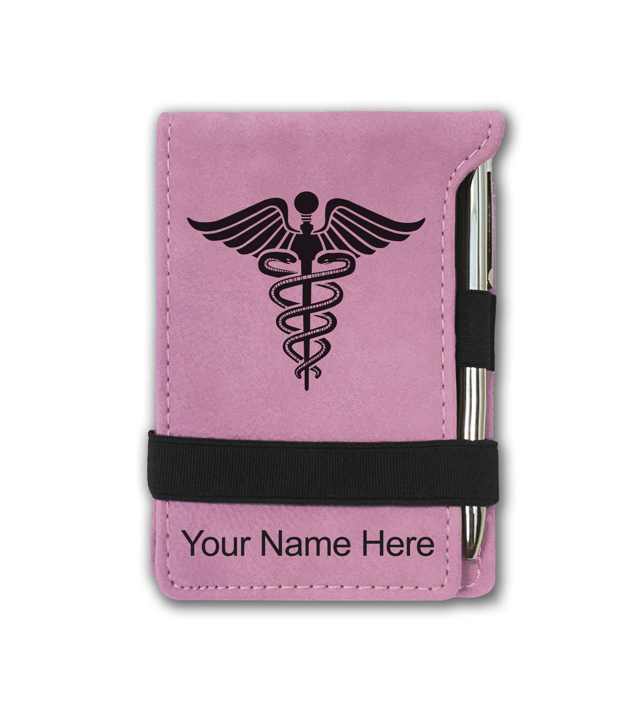 Faux Leather Mini Notepad, caduceus Medical Symbol, Personalized ...