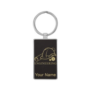 Rectangle Metal Frame Keychain, Engineering, Personalized Engraving Included