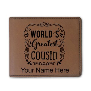 Cartera plegable de piel sintética, el primo más grande del mundo, grabado personalizado incluido