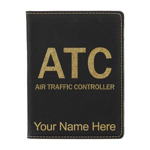 LaserGram Faux Leather Passport Holder, ATC Air Traffic Controller, Personalized Engraving Included