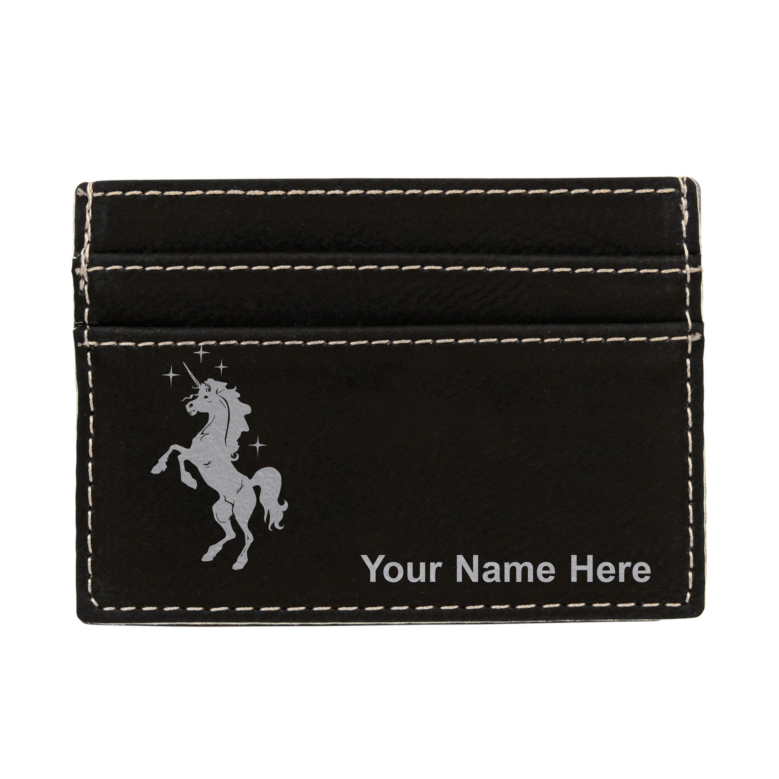 Faux Leather Money Clip Wallet Unicorn Personalized Etsy