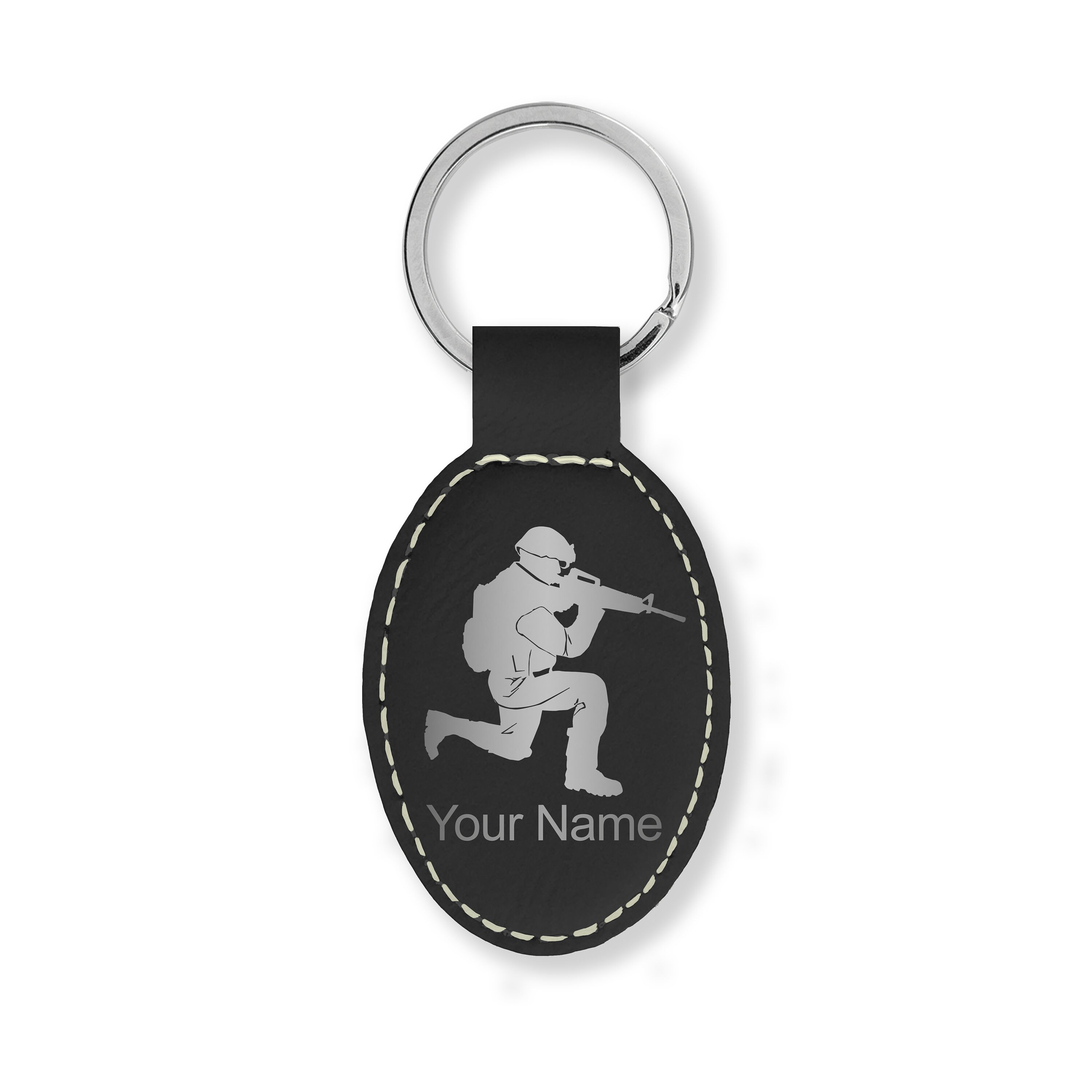 Faux Leather Oval Keychain Military Soldier Personalized Etsy UK