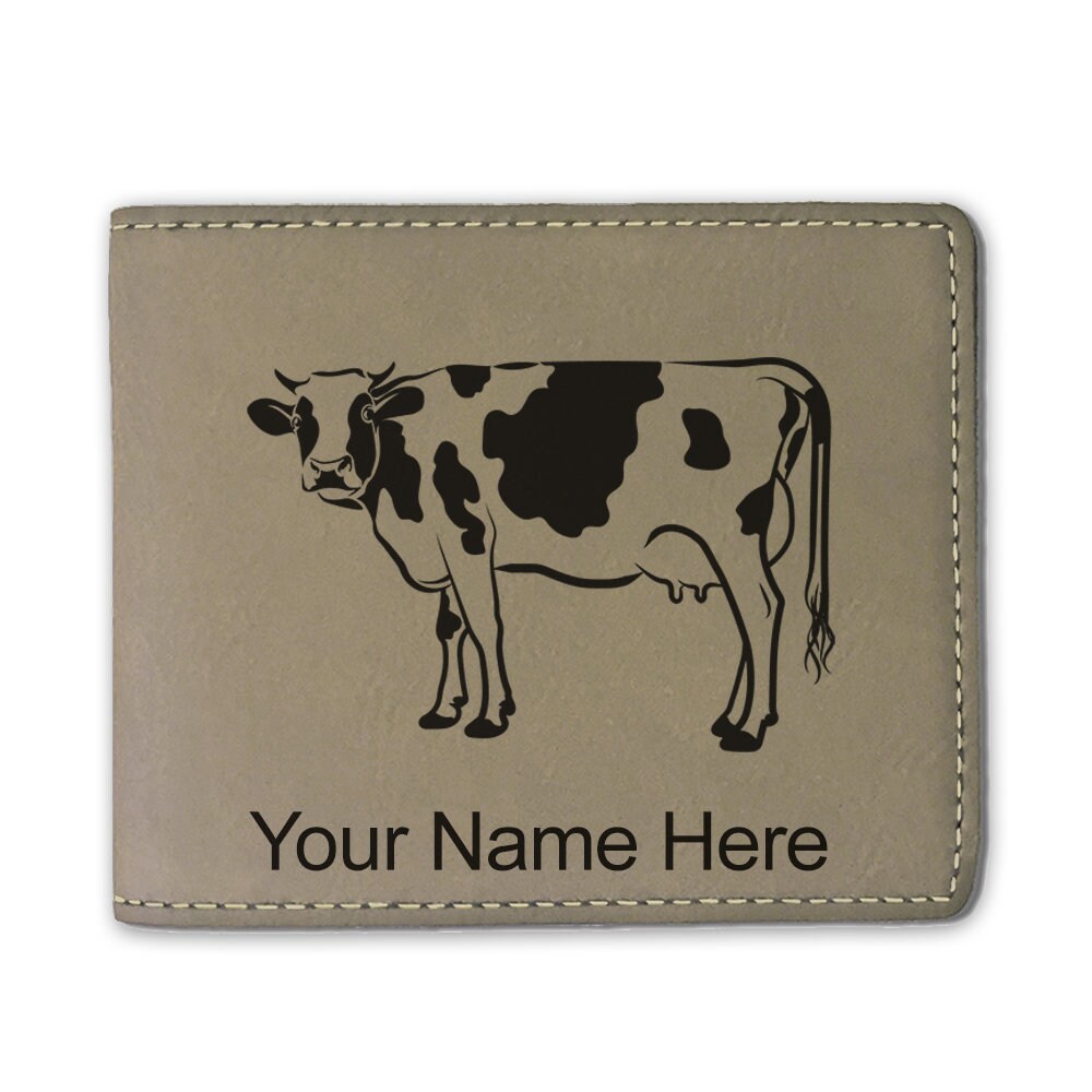 小物 huskingbee8823CCU /WALLET TYPE1 (COW) Faux Leather Bi-fold Wallet, cow, Personalized Engraving Included