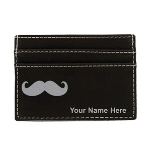 Monedero de cuero sintético Money Clip, bigote, grabado personalizado incluido