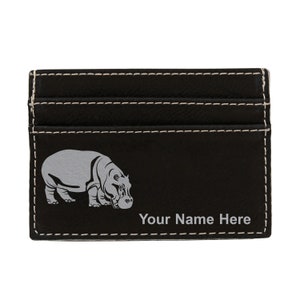 Monedero de cuero sintético Money Clip, hipopótamo, grabado personalizado incluido