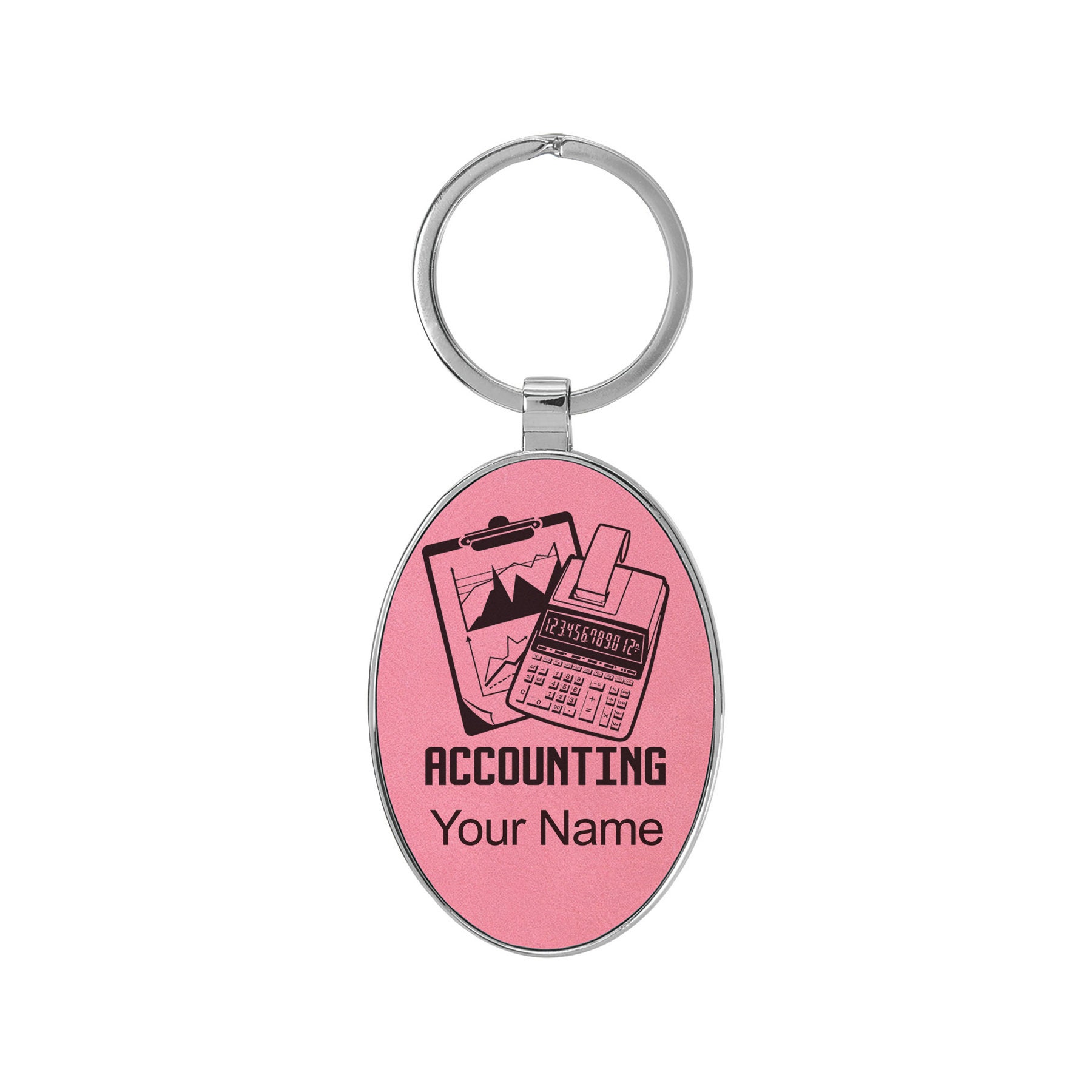 Oval Metal Frame Keychain, Accounting, Personalized Engraving Included ...