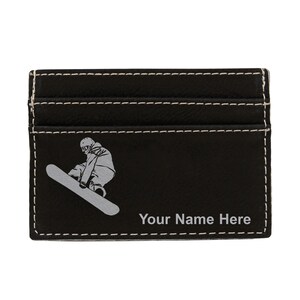 Monedero de cuero sintético Money Clip, hombre snowboarder, grabado personalizado incluido
