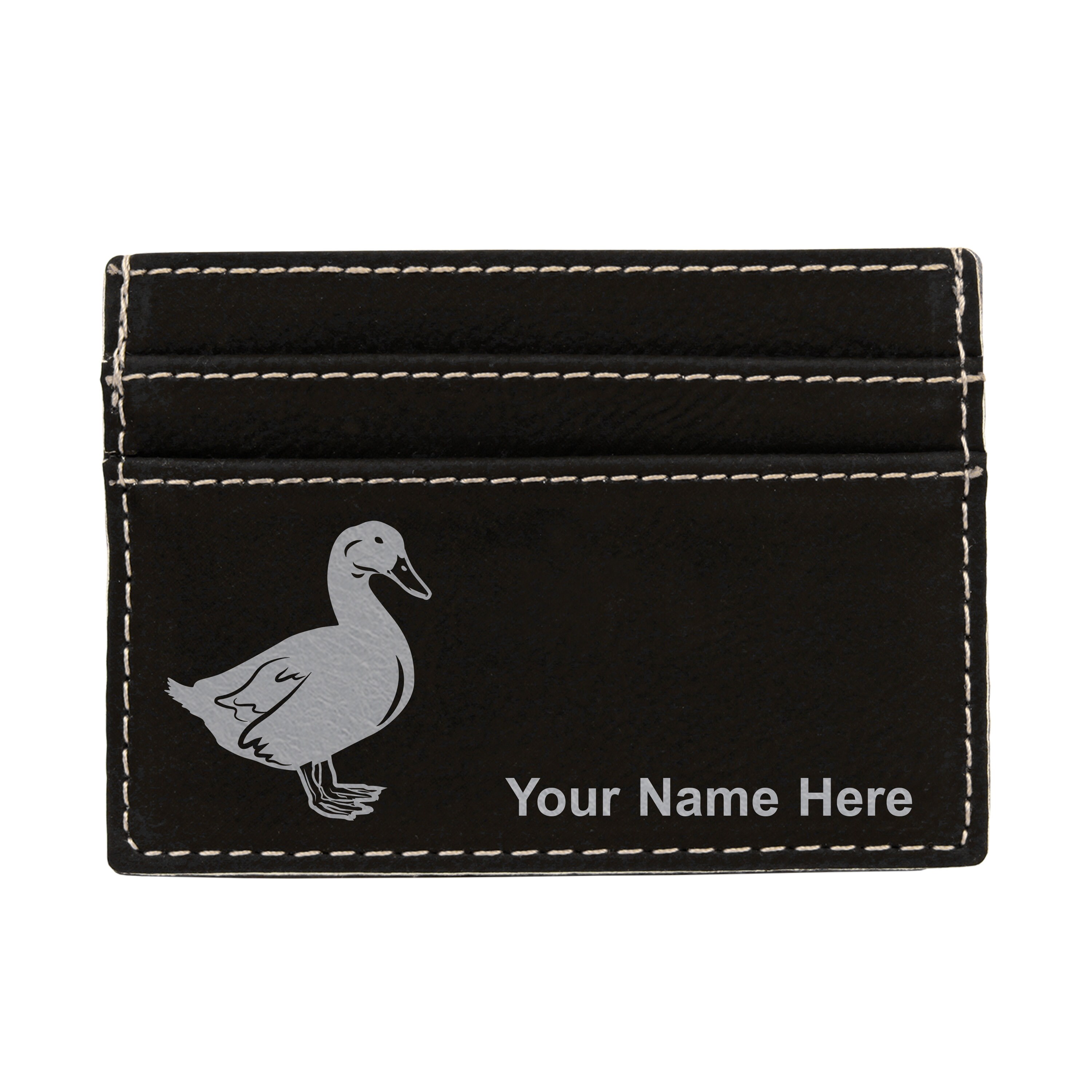 Faux Leather Money Clip Wallet, Duck, Personalized Engraving Included