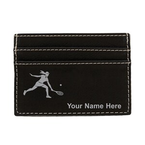 Monedero de cuero sintético Money Clip, mujer tenista, grabado personalizado incluido