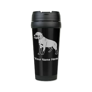 16oz Coffee Travel Mug, Rottweiler Dog, Personalized Engraving Included