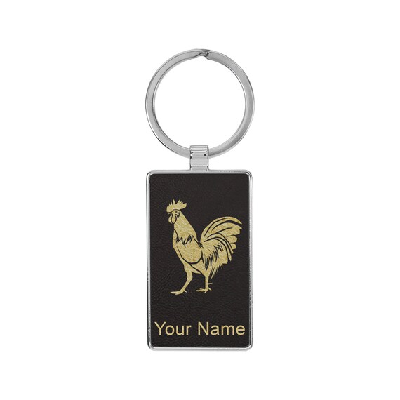 Keychain - Rectangle - Chicken - Leather Keychain - Rectangle - Chicken - Leather