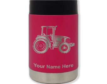 Stainless Steel Double Wall Can Holder, Farm Tractor, Personalized Engraving Included
