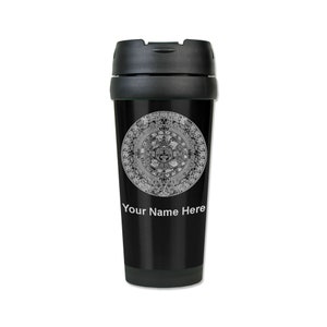 16oz Coffee Travel Mug, Aztec Calendar, Personalized Engraving Included