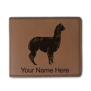 Cartera plegable de cuero sintético, alpaca, grabado personalizado incluido