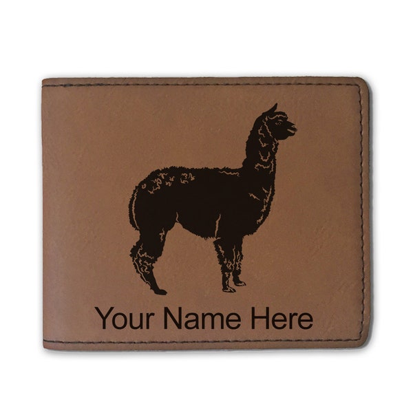 Faux Leather Bi-Fold Wallet, Alpaca, Personalized Engraving Included