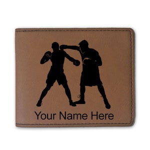 Cartera plegable de cuero sintético, boxeo boxers, grabado personalizado incluido