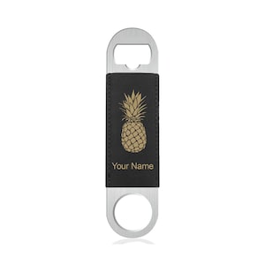 Faux Leather Bottle Opener, Pineapple, Personalized Engraving Included (Faux Leather)