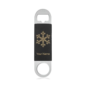 Faux Leather Bottle Opener, Snowflake, Personalized Engraving Included (Faux Leather)