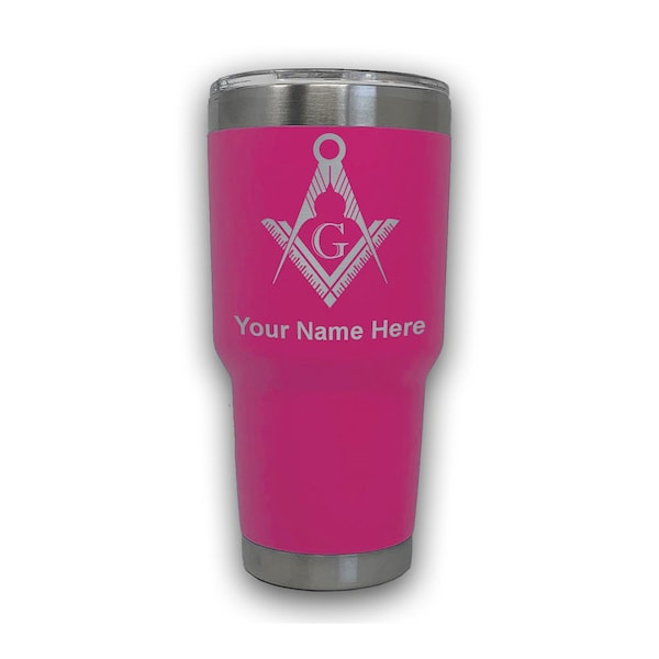 LaserGram 30oz Tumbler Mug, Freemason Symbol, Personalized Engraving Included