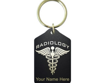 Black Metal Keychain, Radiology, Personalized Engraving Included