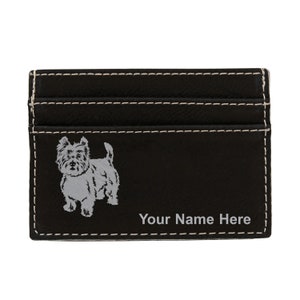 Monedero de cuero sintético Money Clip, West Highland Terrier Perro, Grabado Personalizado Incluido