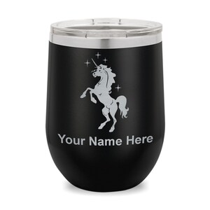 Wine Glass Tumbler, Unicorn, Personalized Engraving Included