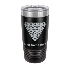 20oz Tumbler Mug, Billiard Balls, Personalized Engraving Included