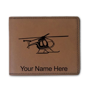 Cartera plegable de piel sintética, helicóptero 1, grabado personalizado incluido