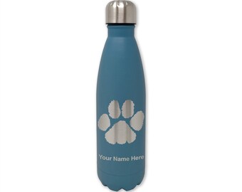 Personalized Engraving Included Paw Print Flask Stainless Steel
