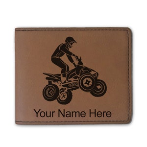 Cartera plegable de cuero sintético, cuádruple, grabado personalizado incluido