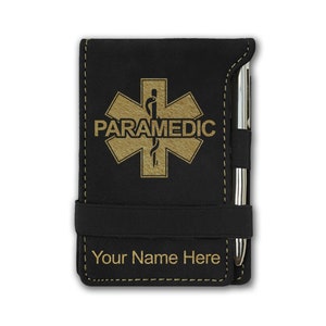 Faux Leather Mini Notepad, Paramedic, Personalized Engraving Included