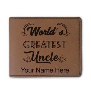 Cartera plegable de piel sintética, el mejor tío del mundo, grabado personalizado incluido