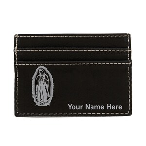 Monedero de cuero sintético Money Clip, Virgen de Guadalupe, Grabado Personalizado Incluido