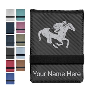 Faux Leather Mini Notepad, Horse Racing, Personalized Engraving Included