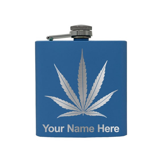 8oz Pot Leaf Black Hip Flask Hemp 8oz Pot Leaf Black Hip Flask Hemp