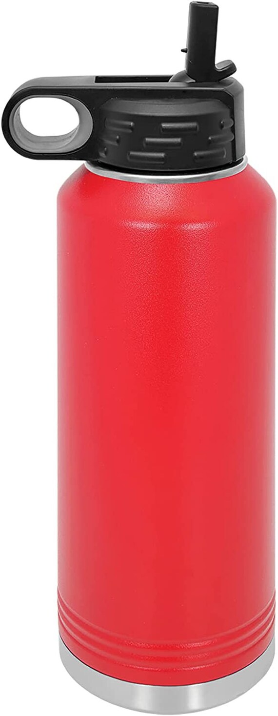 LaserGram 12oz Double Wall Flip Top Water Bottle With Straw, Jet Airplane,  Personalized Engraving Included (Navy Blue)