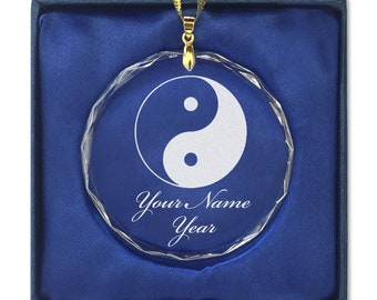 LaserGram Christmas Ornament, Yin Yang, Personalized Engraving Included (Round Shape)