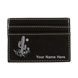 Monedero de cuero sintético Money Clip, Cactus, Grabado Personalizado Incluido