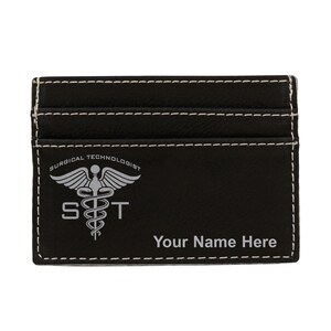 Monedero de cuero sintético Money Clip, TECnólogo quirúrgico ST, grabado personalizado incluido