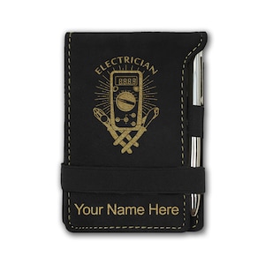 Faux Leather Mini Notepad, Electrician, Personalized Engraving Included