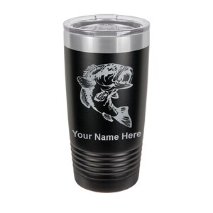 20oz Tumbler Mug, Bass Fish, Personalized Engraving Included