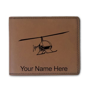 Cartera plegable de cuero sintético, helicóptero militar 2, grabado personalizado incluido
