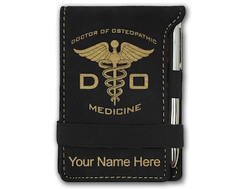 Faux Leather Mini Notepad, DO Doctor of Osteopathic Medicine, Personalized Engraving Included